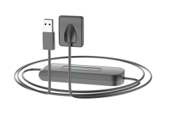 На зображенні представлено комплект: високочутливий сенсор з ергономічними заокругленими краями, центральний блок обробки сигналу та кабель з USB-конектором.