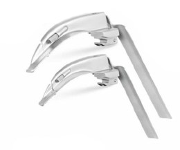 Два ветеринарні клинки Doc-Flex розмірів 2 та 3 для конвенційного ларингоскопа. На кожному клинку видно важіль для керування рухливим наконечником, що полегшує складну інтубацію