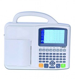 Портативний ветеринарний електрокардіограф Е-3 VET, вид спереду. На фото видно великий РК-дисплей, плівкову клавіатуру та вбудований термопринтер для швидкої діагностики серця у тварин