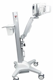 Мобільна стійка на чотирьох коліщатках з гальмами, оснащена посиленим плечем та тримачем для встановлення рентгена